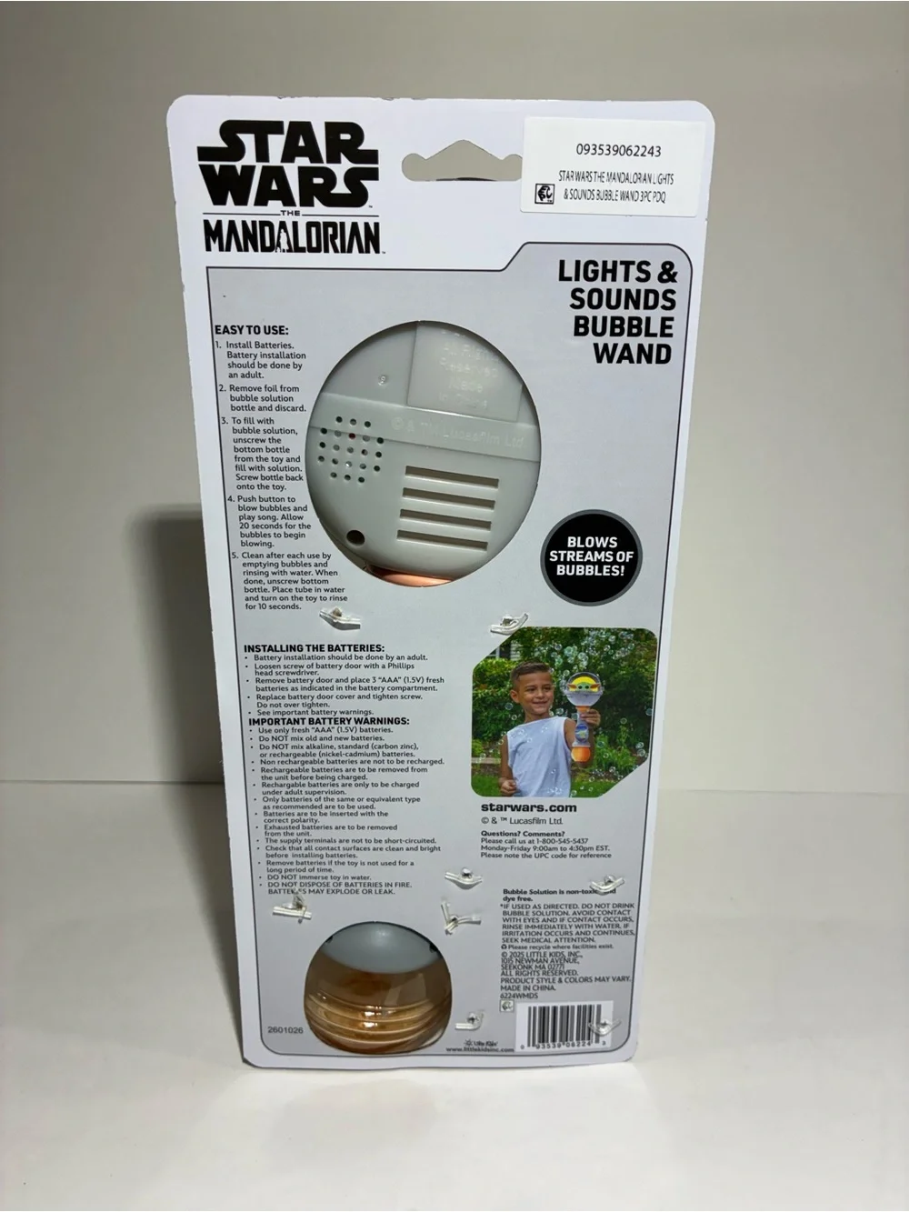 Star Wars Grogu Bubble Wand Lights Sounds Little Kids Inc Mandalorian Toy